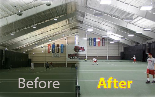 REis tennis facility before and after new lights